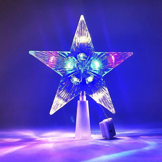 ✨ 15cm Glowing Christmas Tree Topper – Five-Pointed LED Star ✨