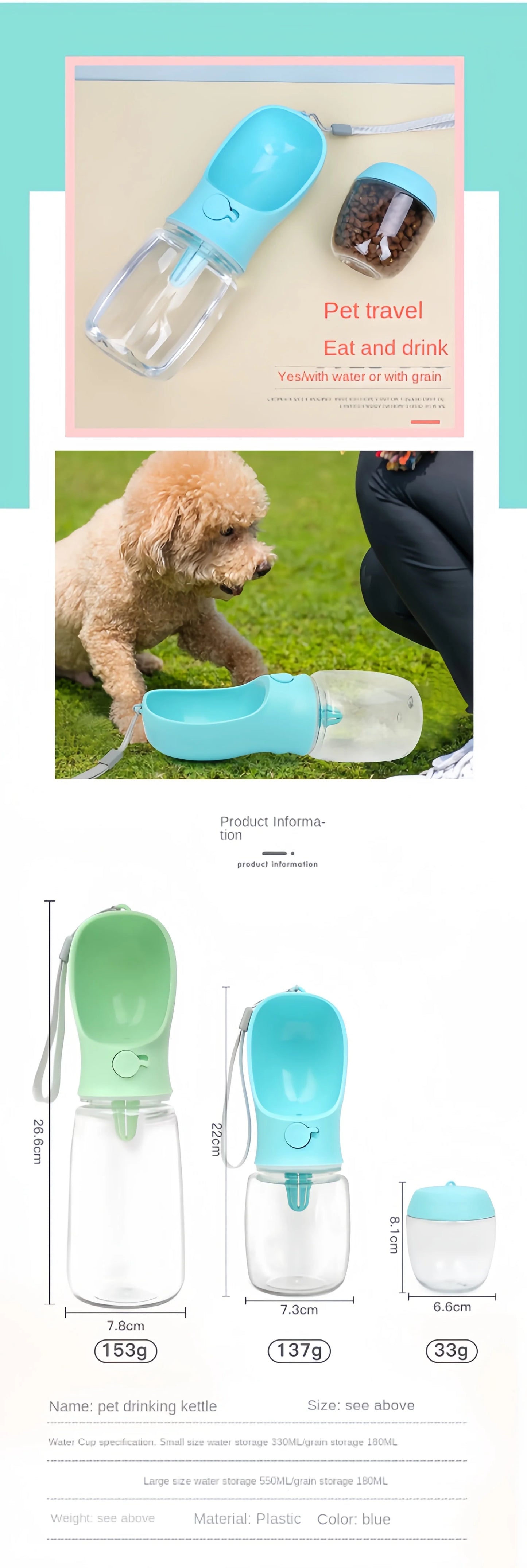 🐾 Portable Pet Water Bottle – Keep Your Pup Hydrated Anywhere