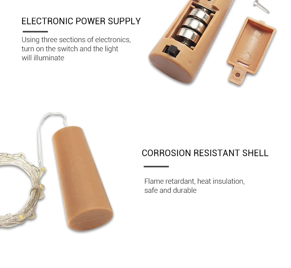 ✨Bar LED Wine Bottle Cork 2M String Lights Christmas Decoration ✨