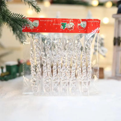 12/24/36pcs Crystal Clear Christmas Tree Ornaments Icicle Decorations For Holiday & Winter Party Decor Holiday Decorations