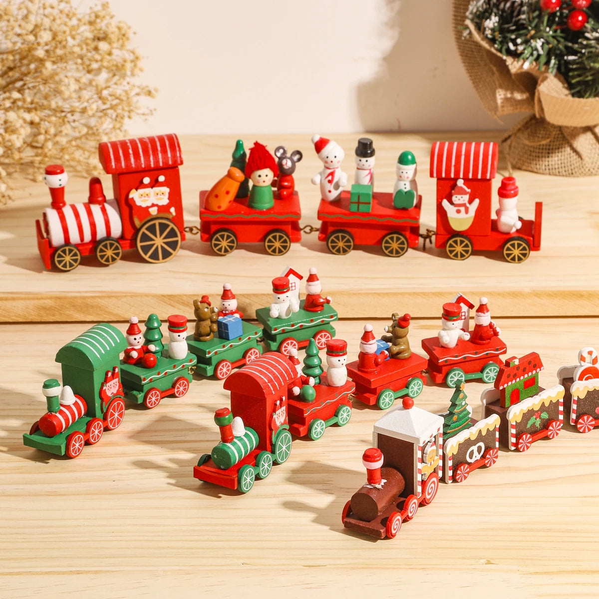 🚂Christmas Train Decoration – Plastic or Wooden Style (Choose Your Perfect Holiday Look!)