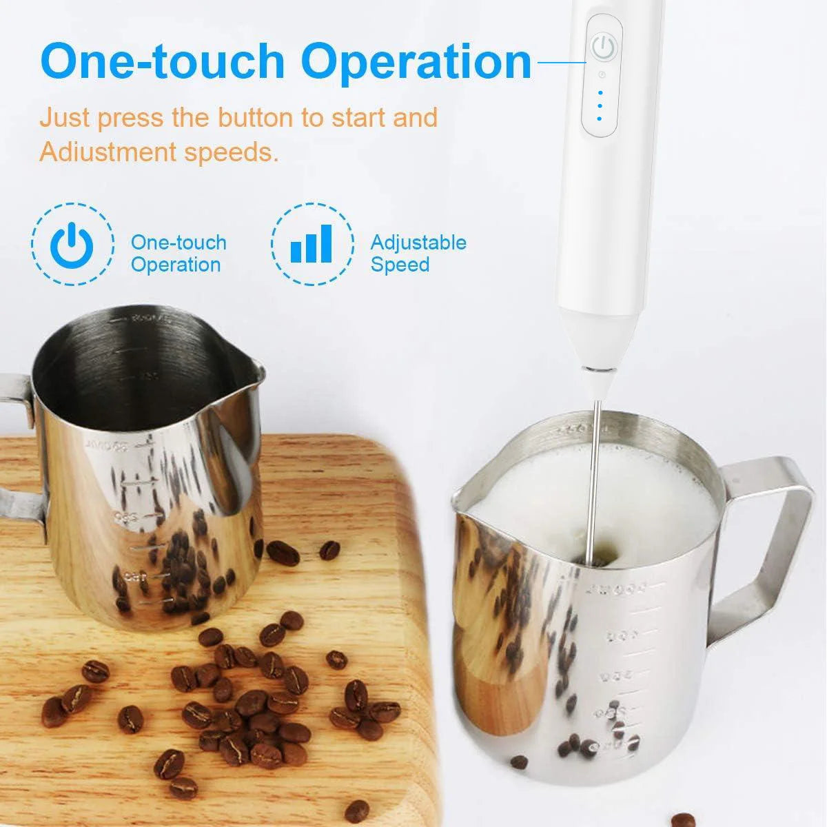 USB Rechargeable Mini Milk Frother – 3-Speed Electric Coffee "JuuJ"