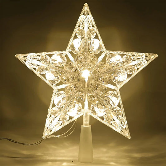 ✨ 15cm Glowing Christmas Tree Topper – Five-Pointed LED Star ✨