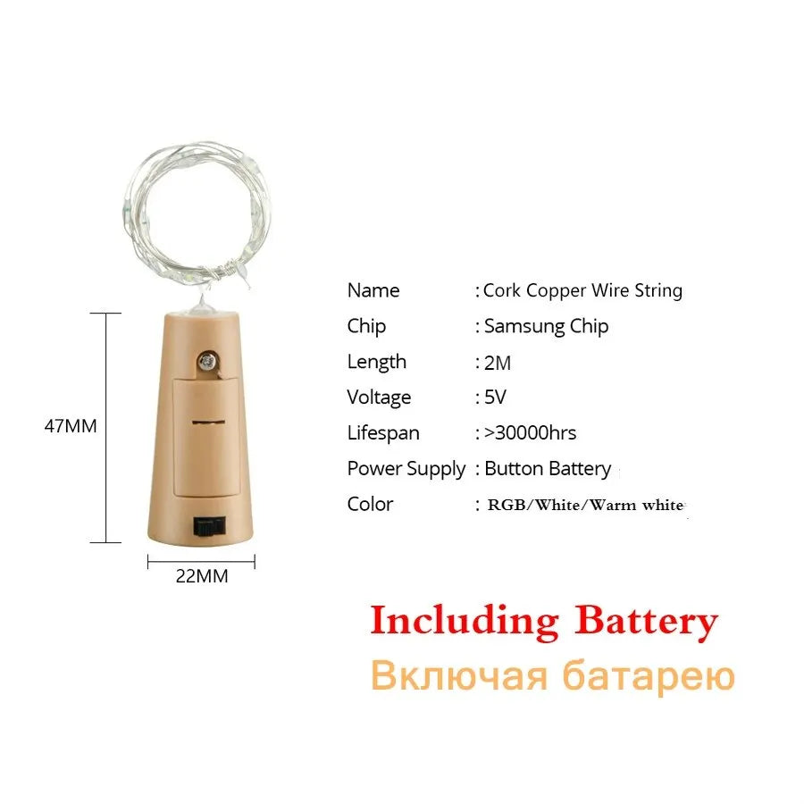 ✨Bar LED Wine Bottle Cork 2M String Lights Christmas Decoration ✨
