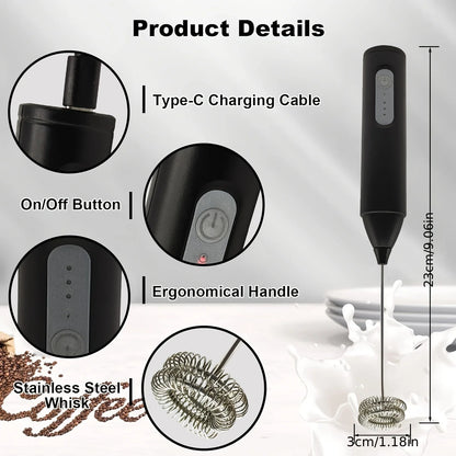 USB Rechargeable Mini Milk Frother – 3-Speed Electric Coffee "JuuJ"